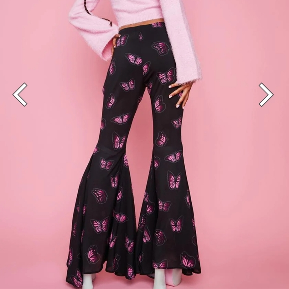 Dolls Kill Pants - NWT Dolls Kill Butterfly Bellbottoms 🦋